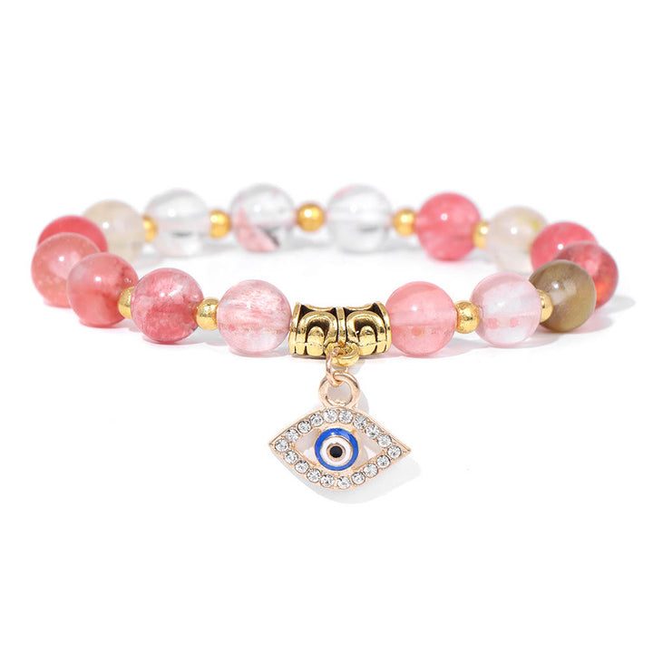 Bracelet pendentif mauvais œil en perles de pierre naturelle Olivenorma