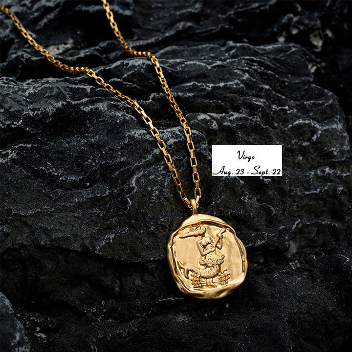 Collier en acier titane galvanisé ou 18 carats Olivenorma Zodiac
