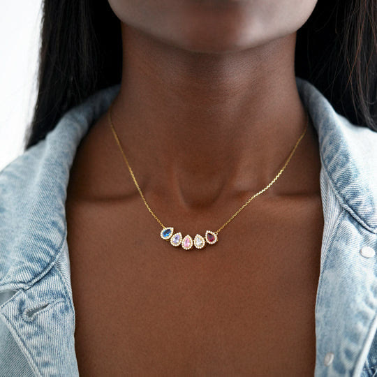 Collier de pierres de naissance en forme de larme Olivenorma Tears Of Joy 1-8