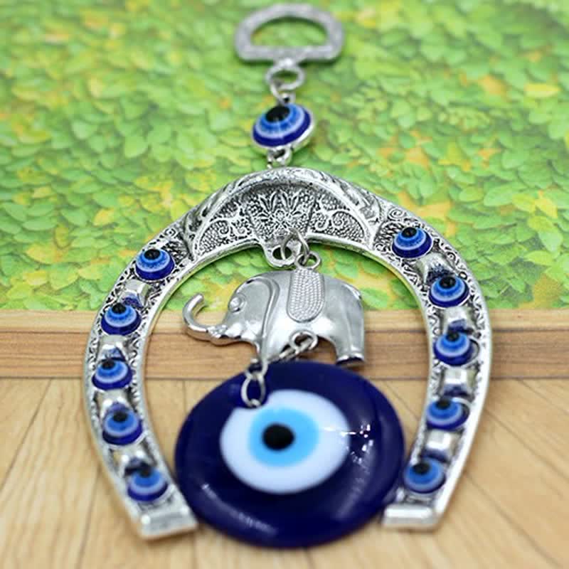 Décoration murale Olivenorma Blue Evil Eye, Elephant &amp; Horseshoe