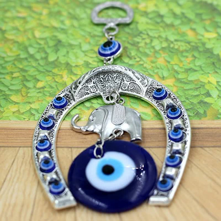 Décoration murale Olivenorma Blue Evil Eye, Elephant &amp; Horseshoe