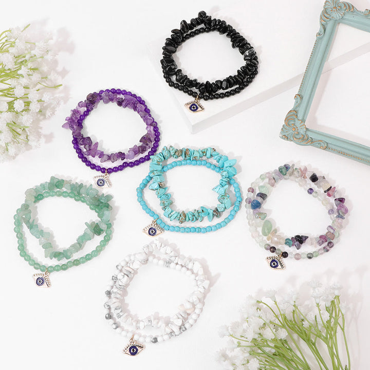 Ensemble de bracelets en cristal à double couche avec pendentif mauvais Olivenorma 