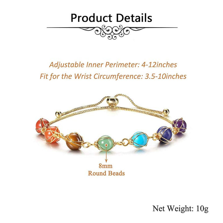 Bracelet de yoga réglable couleur or naturel Chakra