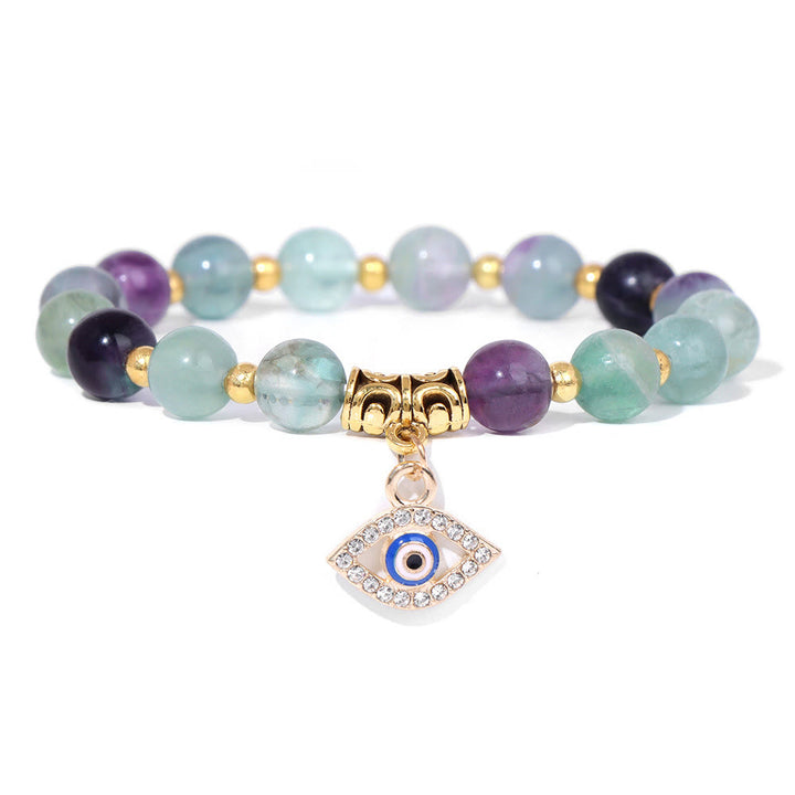 Bracelet pendentif mauvais œil en perles de pierre naturelle Olivenorma