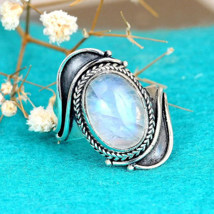 Olivenorma « Source d'intuition » - Bague rétro en pierre de lune