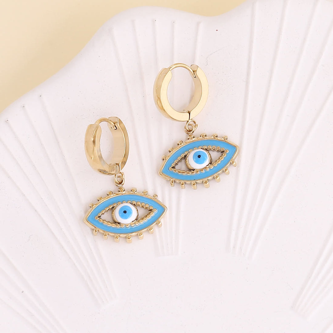 Boucles d'oreilles en époxy couleur contre le mauvais œil Olivenorma