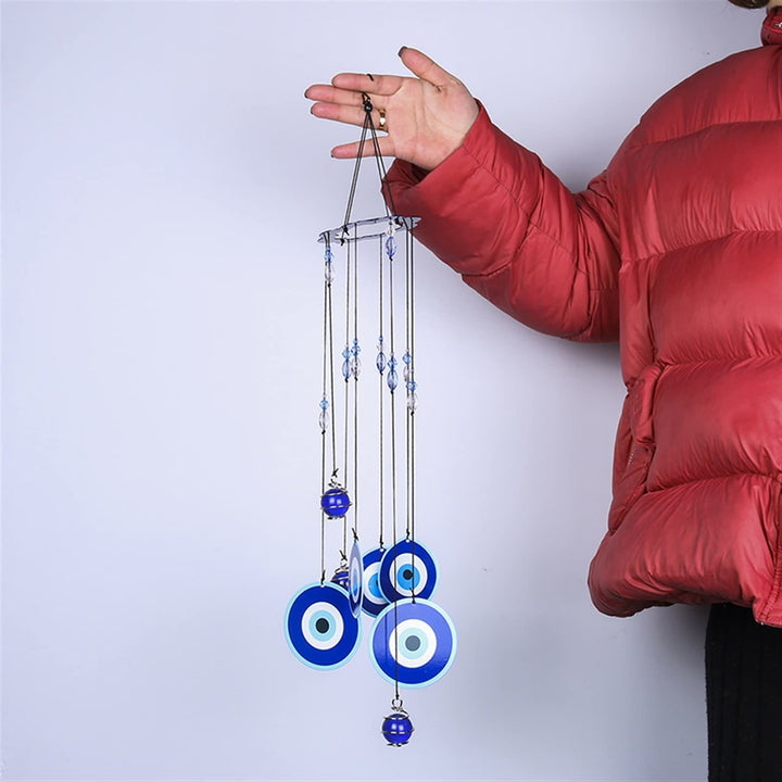 Carillon éolien de protection contre le mauvais œil bleu Olivenorma