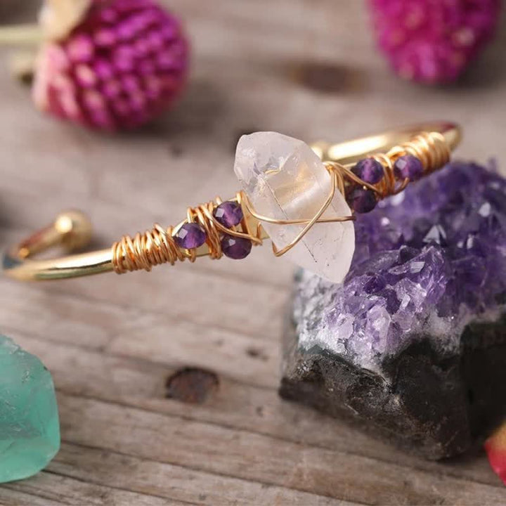 Bracelet en fil doré et cristal transparent Olivenorma