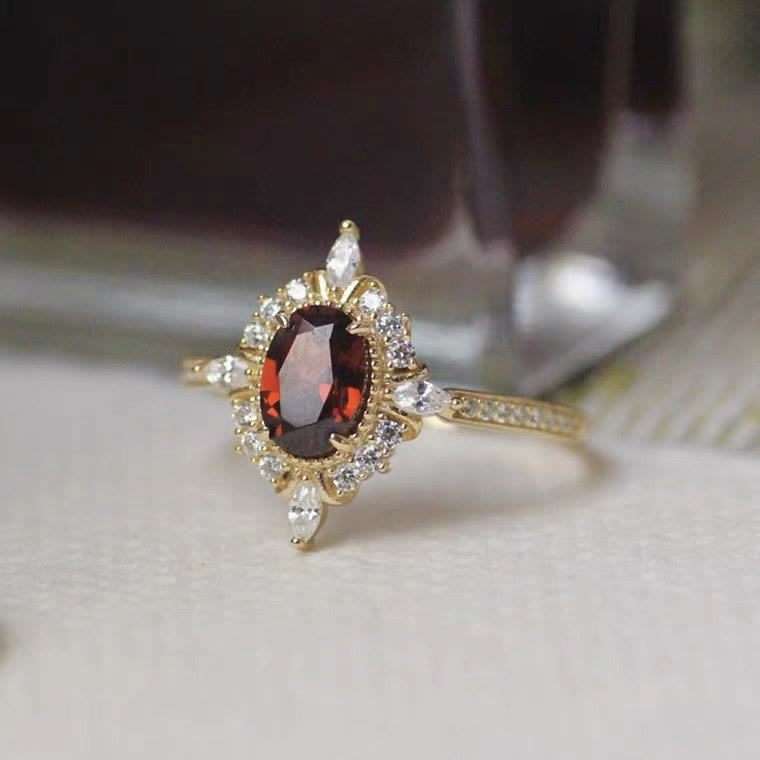 Bague d'ambiance vintage en rubis "Miss Rose" Olivenorma