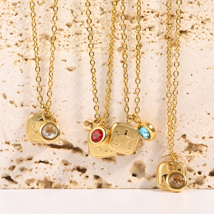 Collier pendentif Olivenorma avec douze pierres de naissance du zodiaque