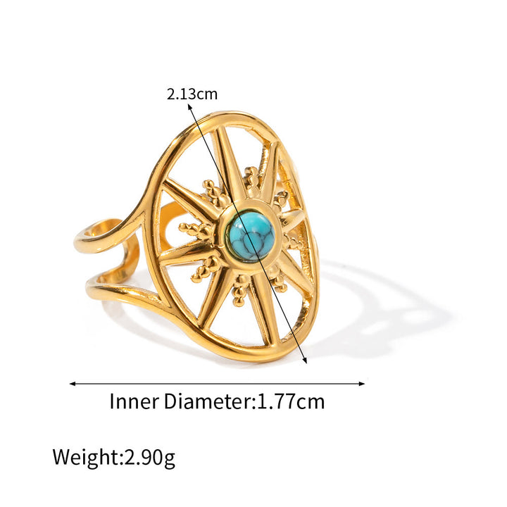 Collier avec bague en acier inoxydable couleur or 18 carats Olivenorma