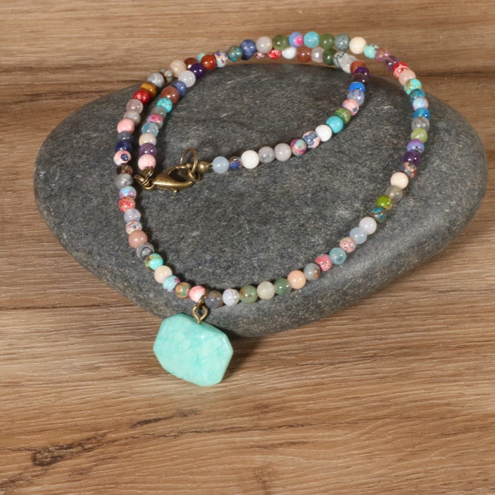 Collier ras du cou avec pendentif géométrique en amazonite Olivenorma 