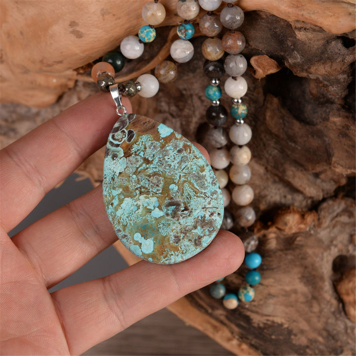 Collier de perles de turquoise africaines naturelles fait main Olivenorma 