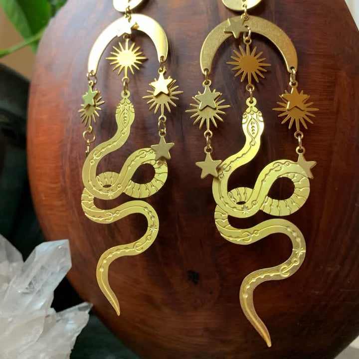 Boucles d'oreilles serpent lune en or et perles de Tahiti Bohemia Olivenorma