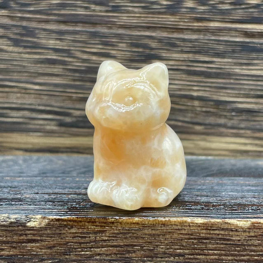 Décoration en pierre précieuse en forme de chaton mignon de 1,2 pouce en pierre naturelle Olivenorma 