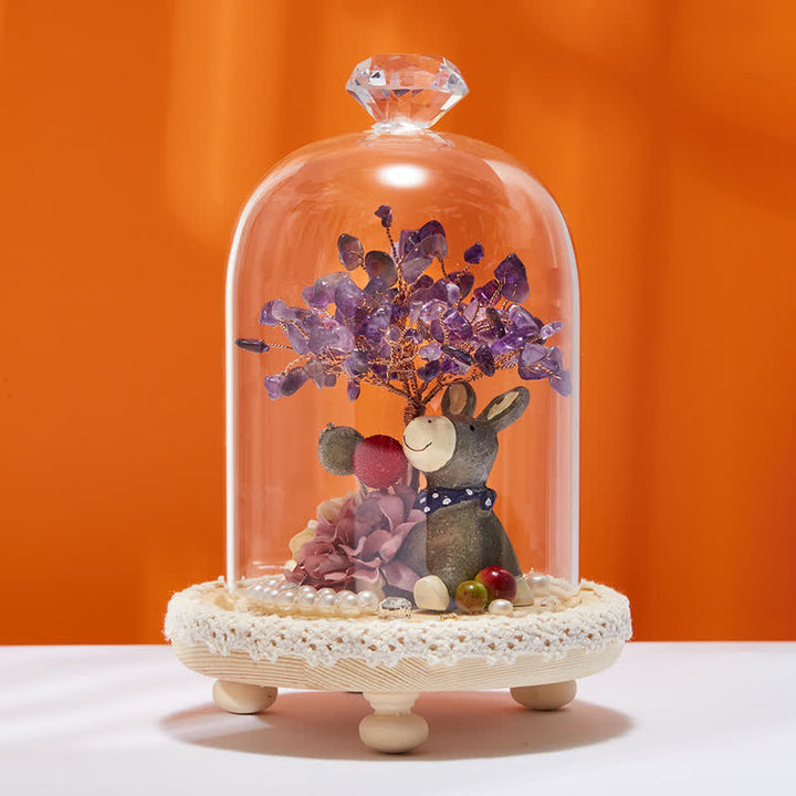 Décoration d'arbre Feng Shui avec couvercle en verre cristal naturel Olivenorma 