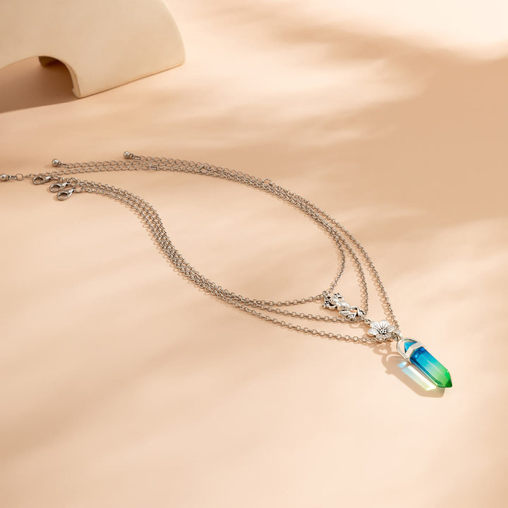 Ensemble de collier avec pendentif en forme de grenouille et fleur en cristal artificiel électroplaqué Olivenorma