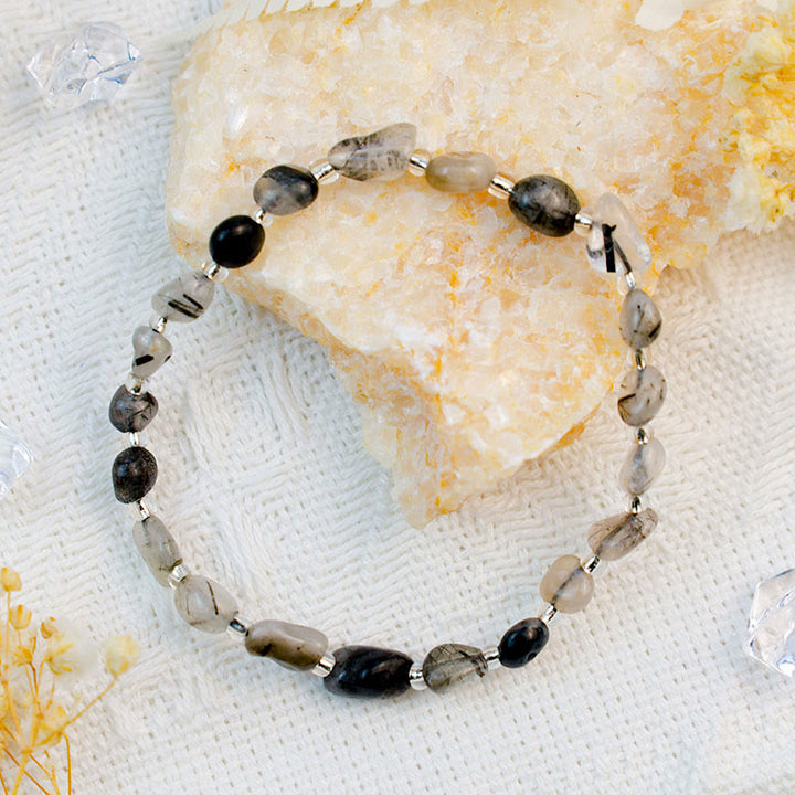 Bracelet artisanal en gravier de cristal irrégulier Olivenorma 
