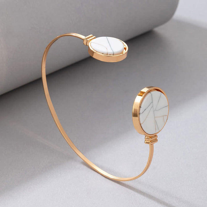 Ensemble de cinq bracelets ouverts en alliage de pierre naturelle Olivenorma 