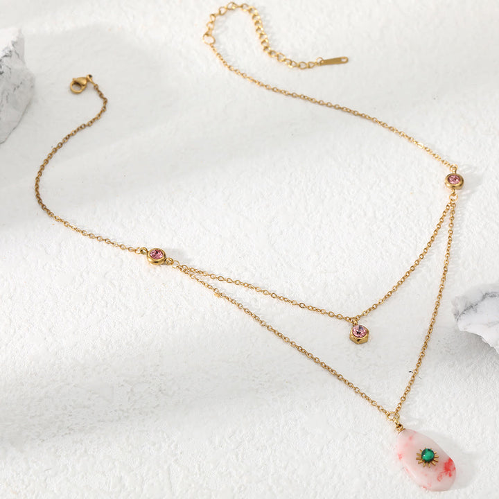 Collier à double panneau en zircone rhodochrosite Olivenorma
