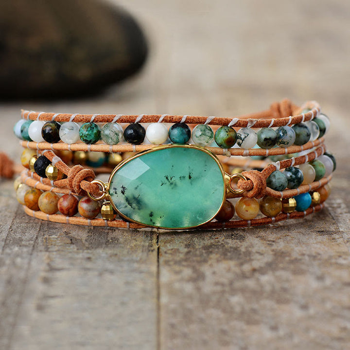 Bracelet en jade vert naturel Olivenorma Bracelet en perles Boho