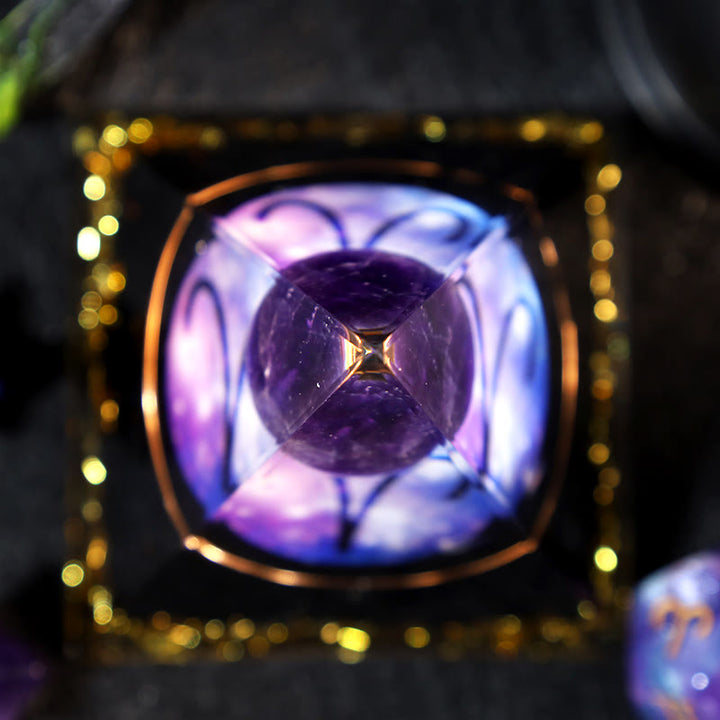 Boule d'améthyste Olivenorma Gravier d'obsidienne Pyramide d'orgone du zodiaque Bélier 