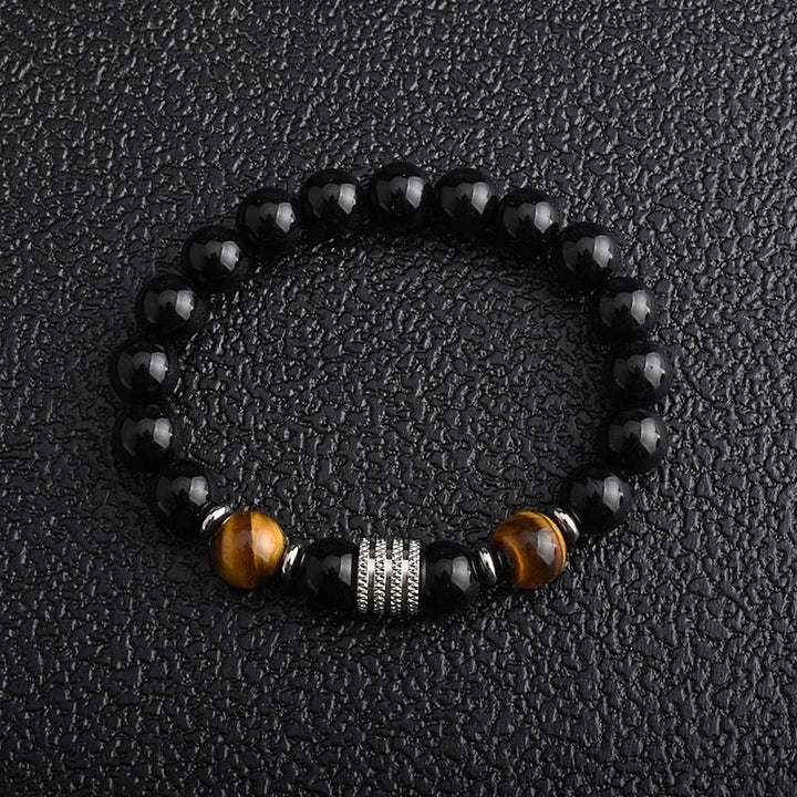 Bracelet homme en obsidienne œil de tigre rouge Olivenorma