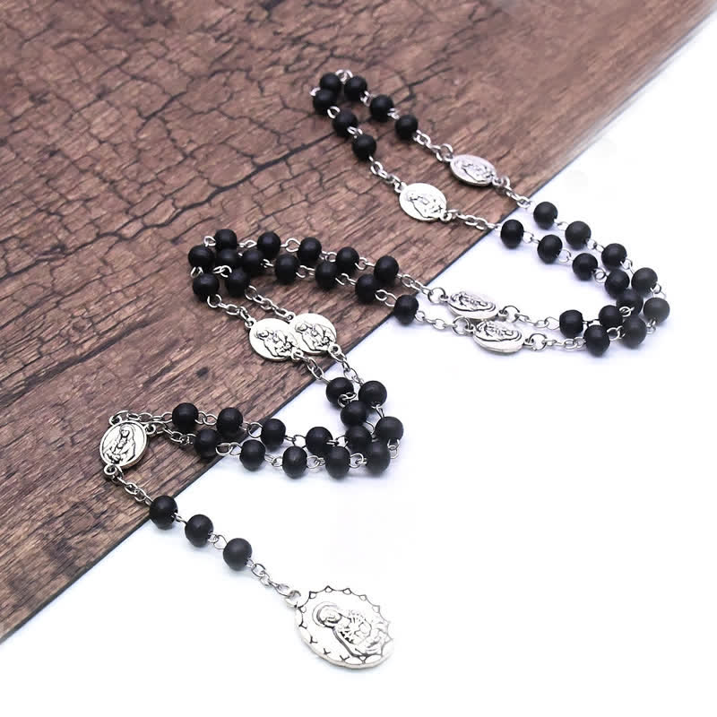 Collier chapelet en onyx noir Madonna Olivenorma