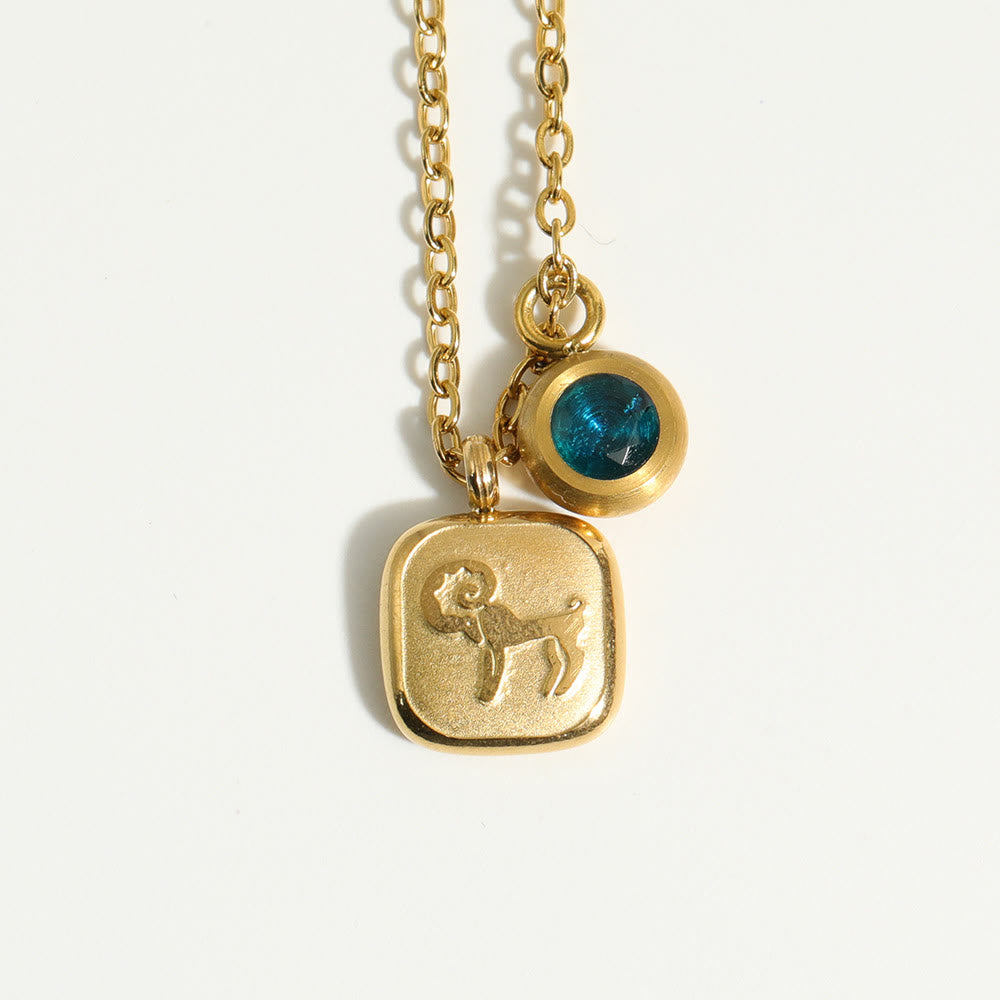 Collier pendentif Olivenorma avec douze pierres de naissance du zodiaque