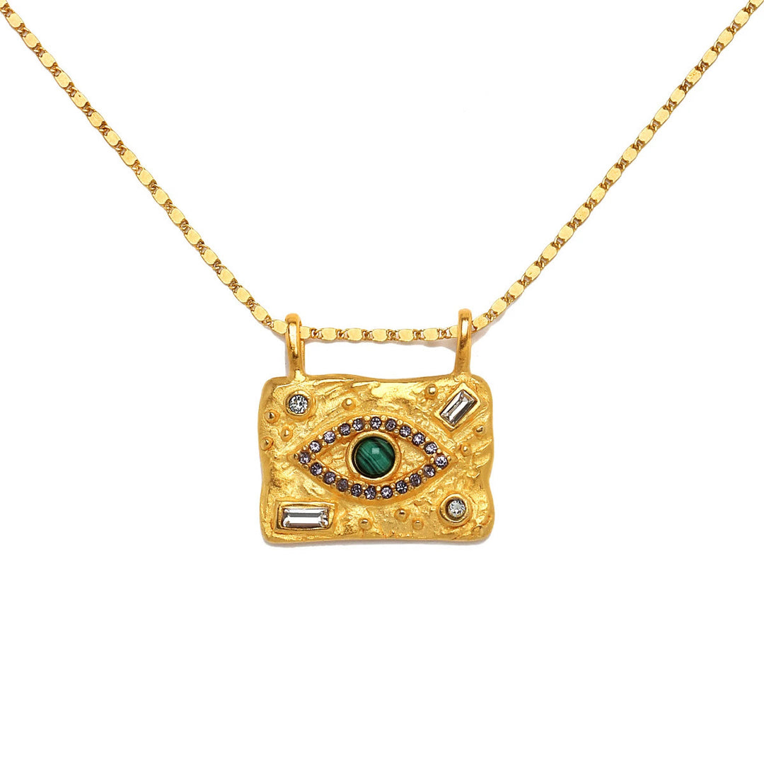 Collier pendentif amulette contre le mauvais œil en cristal naturel Olivenorma