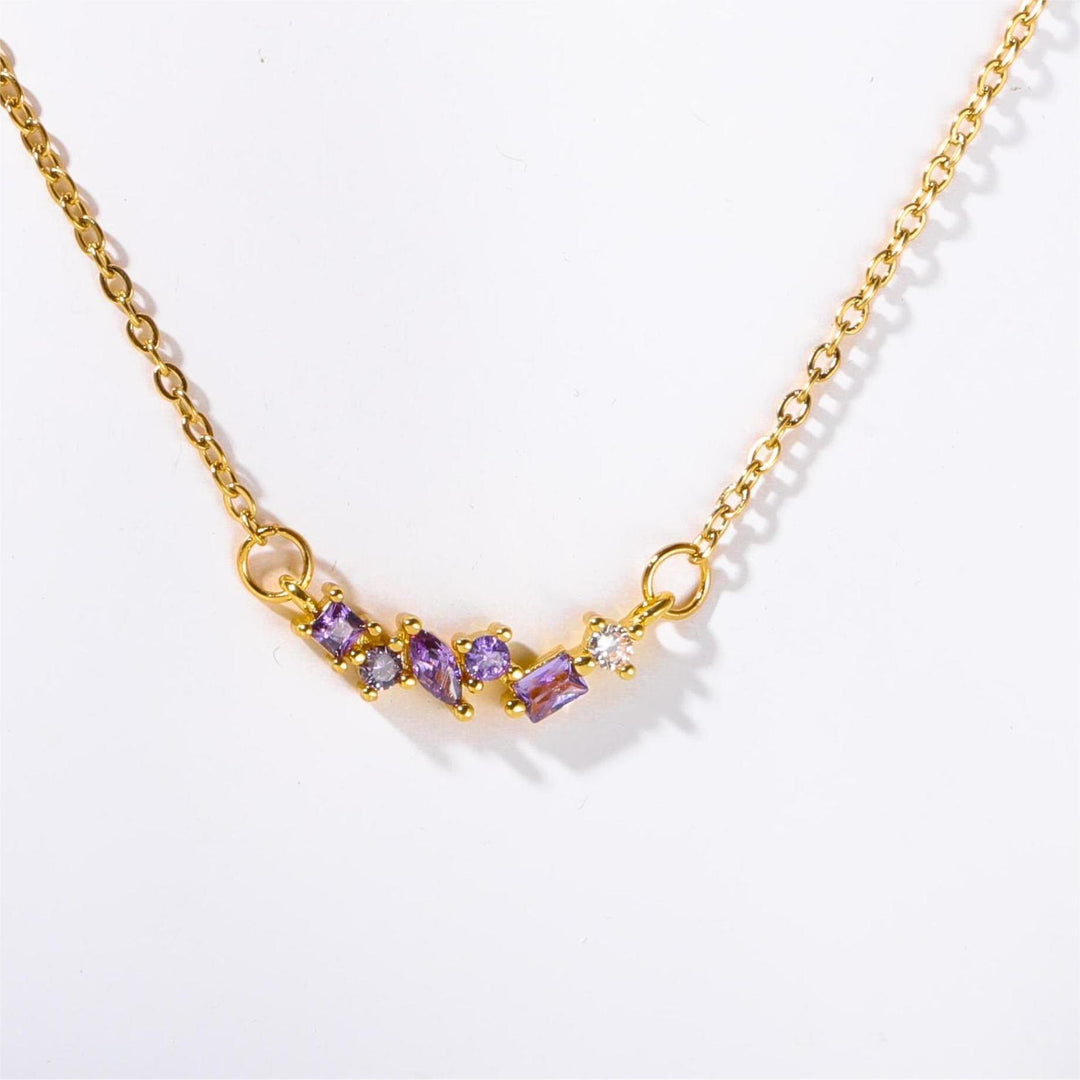 Collier avec pendentif en perles et pierres de naissance multiples Olivenorma plaqué or et cuivre 