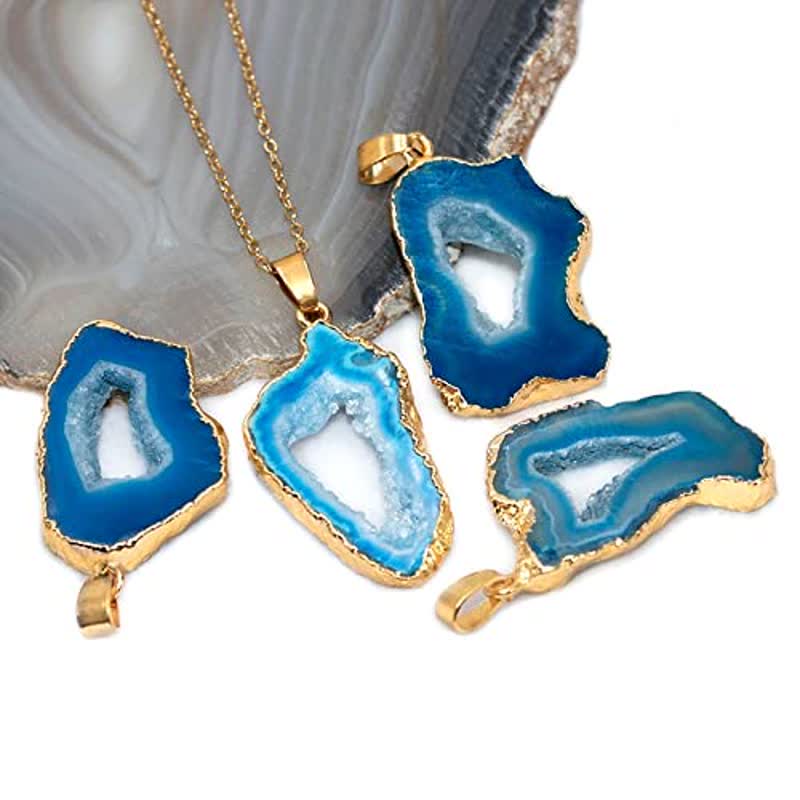 Collier en tranches de cristal brut irrégulier Olivenorma