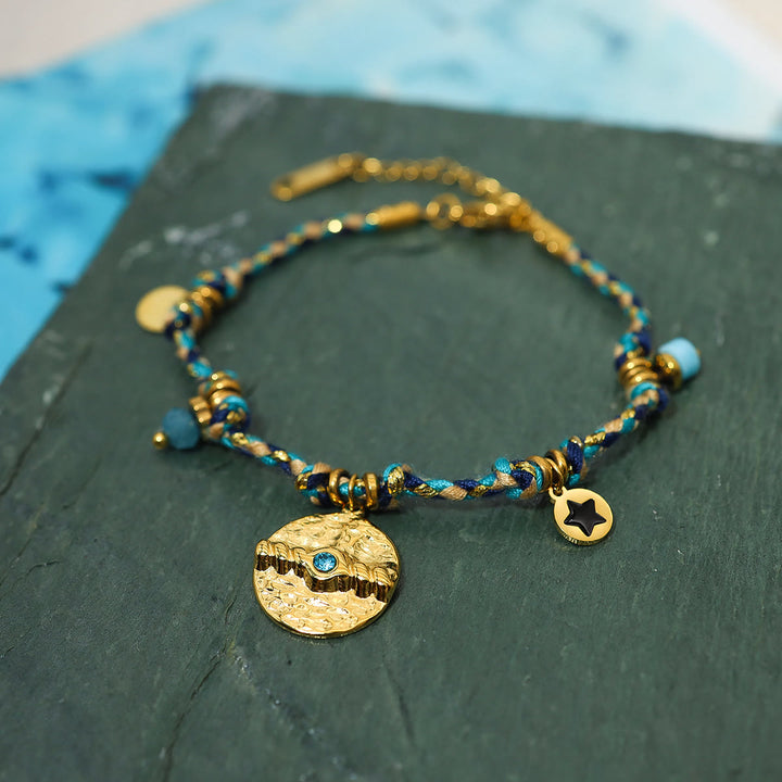 Bracelet tressé vintage en acier inoxydable 18 carats de style bohème Olivenorma