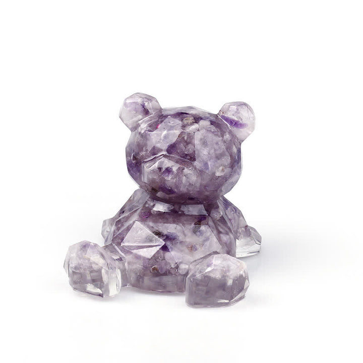 Décoration en pierre précieuse en forme d'ours avec miroir en cristal Olivenorma