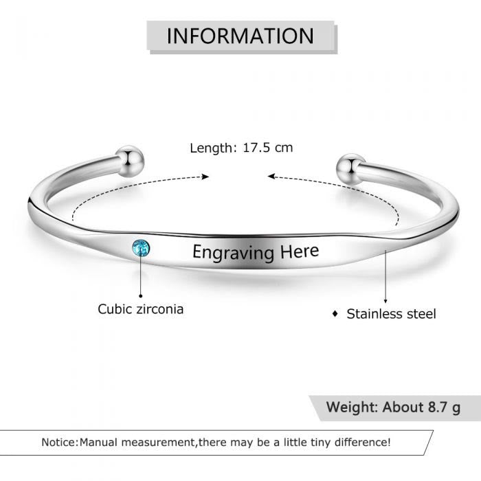 Bracelet personnalisé Olivenorma avec gravure de pierre de naissance 