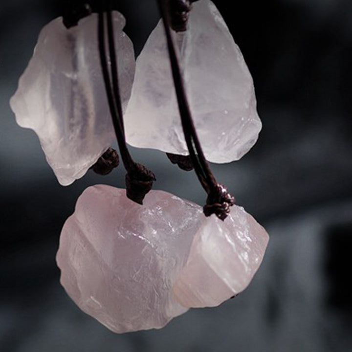 Collier en pierre précieuse de quartz rose naturel