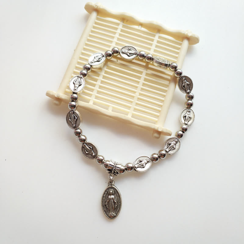 Bracelet croix chrétienne en alliage extensible avec cristal acrylique Olivenorma 