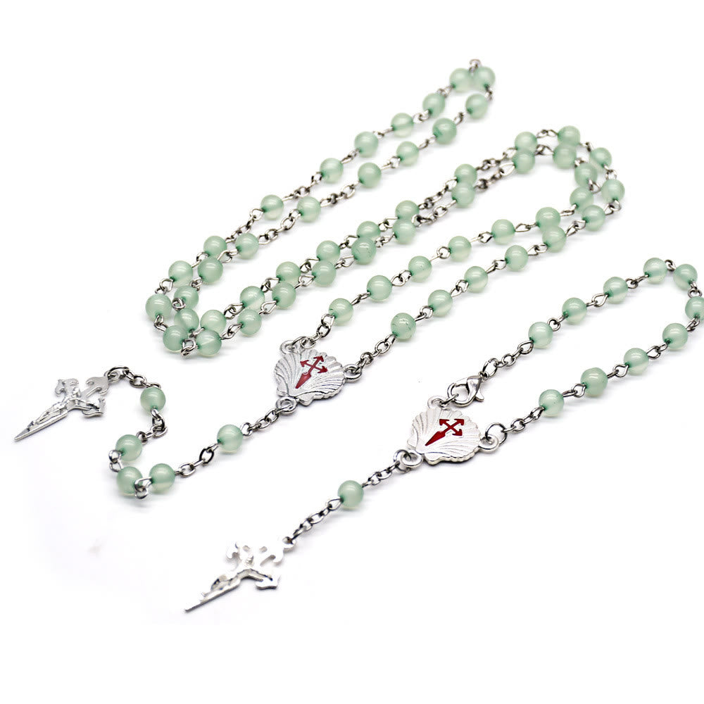 Bracelet chapelet et croix en aventurine verte Olivenorma