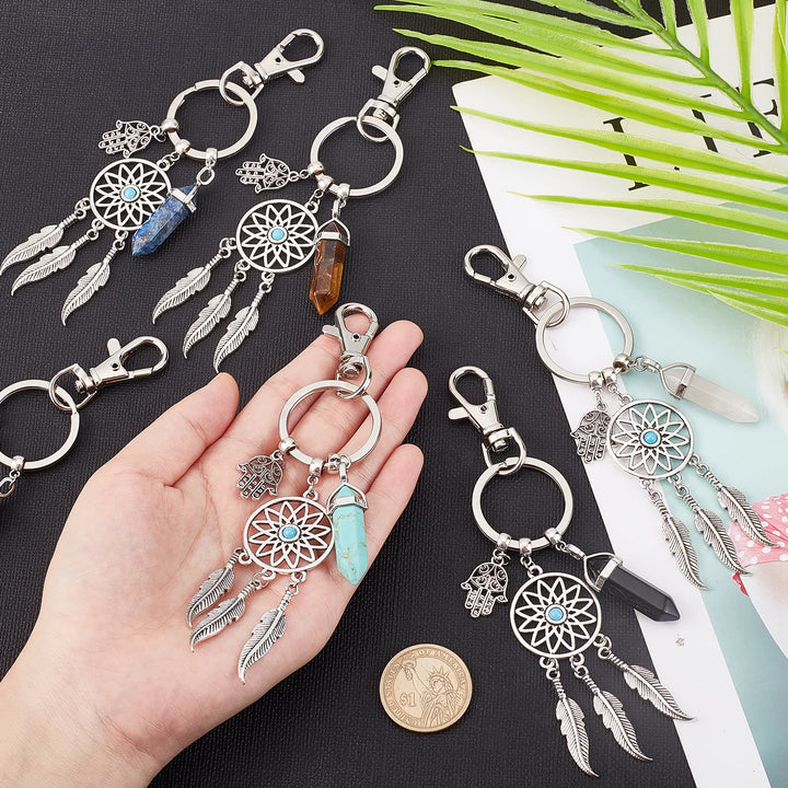 Pendentif attrape-rêves en pierres précieuses naturelles Olivenorma Porte-clés Hamsa 