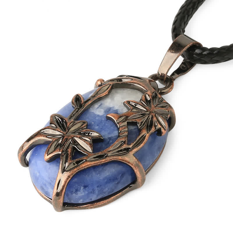 Collier en cristal enveloppé de fleurs en laiton et améthyste Olivenorma