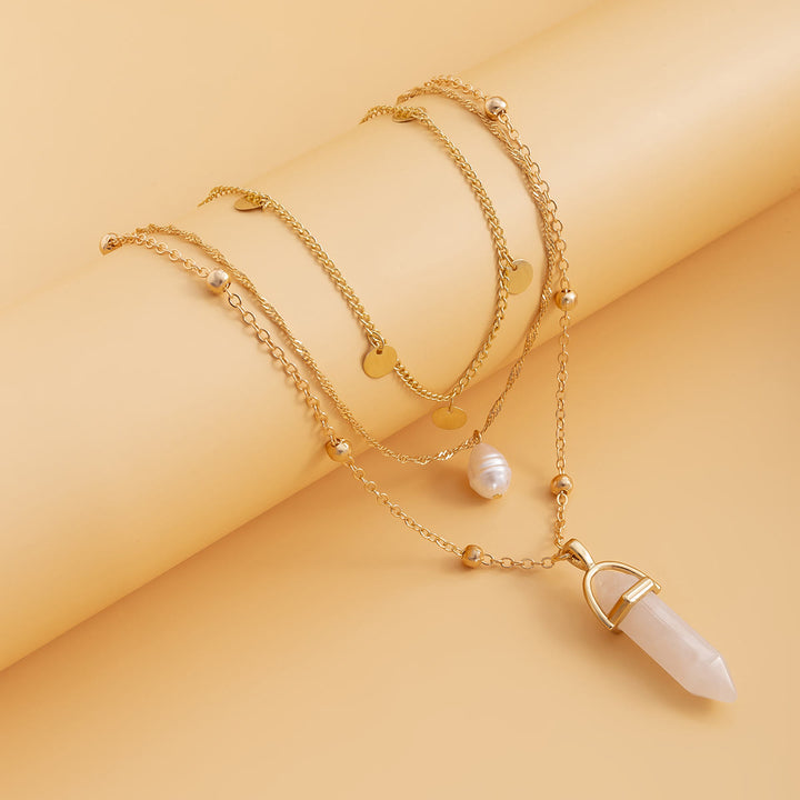 Ensemble de collier avec pendentif en perles d'eau douce en quartz rose Olivenorma 