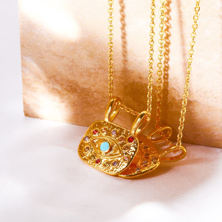 Collier Olivenorma Evil Eye en plaqué cuivre ou zircon