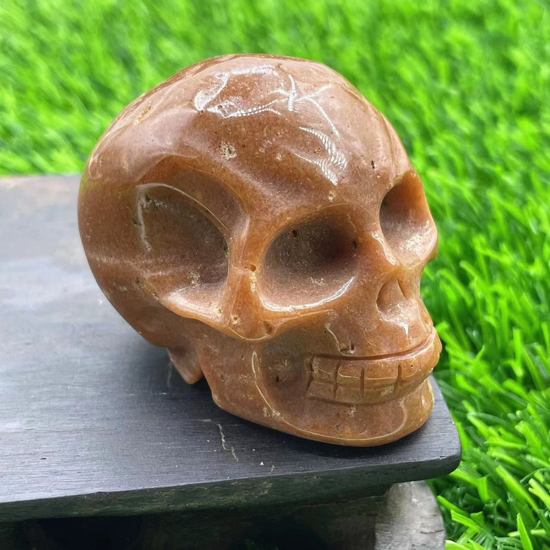 Décoration en pierre précieuse de crâne en cristal naturel sculpté Olivenorma de 5 cm 