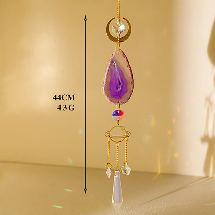 Carillon éolien attrape-soleil en cristal d'agate naturelle Olivenorma