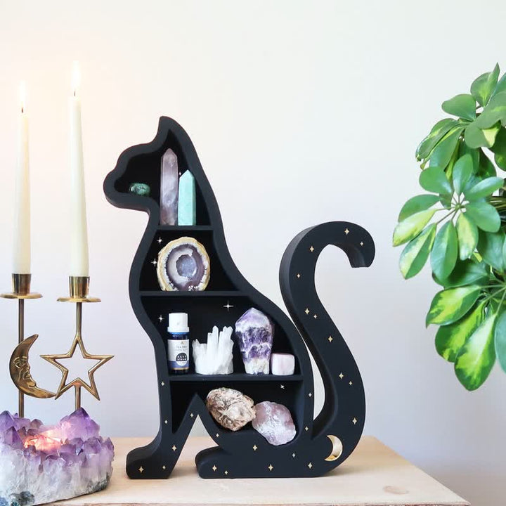 Etagère en cristal en forme de chat mignon, de lune et d'étoile