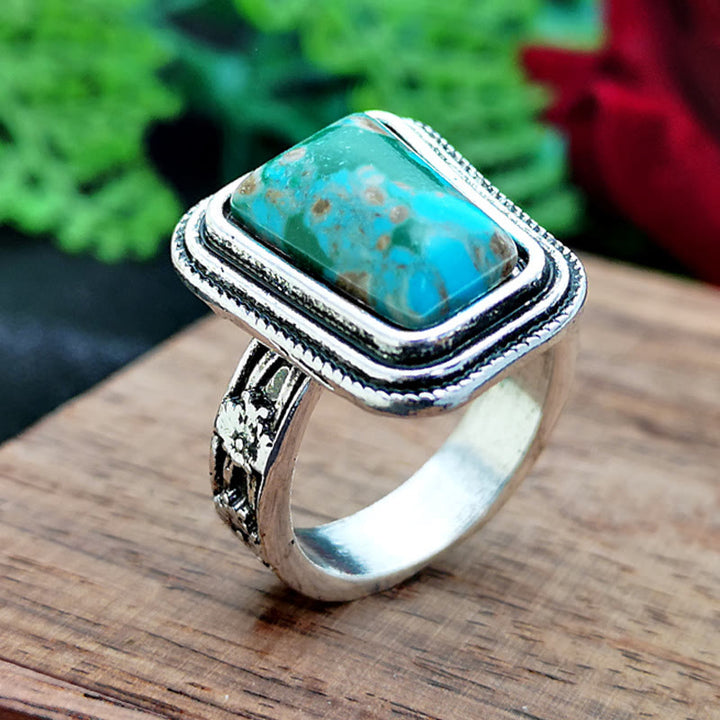 Bague Olivenorma avec pierre empereur et rose en relief - image 2