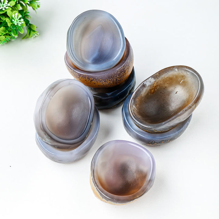 Bol en agate brésilienne naturelle Olivenorma, ornement en forme de corne d'abondance, décoration en pierres précieuses
