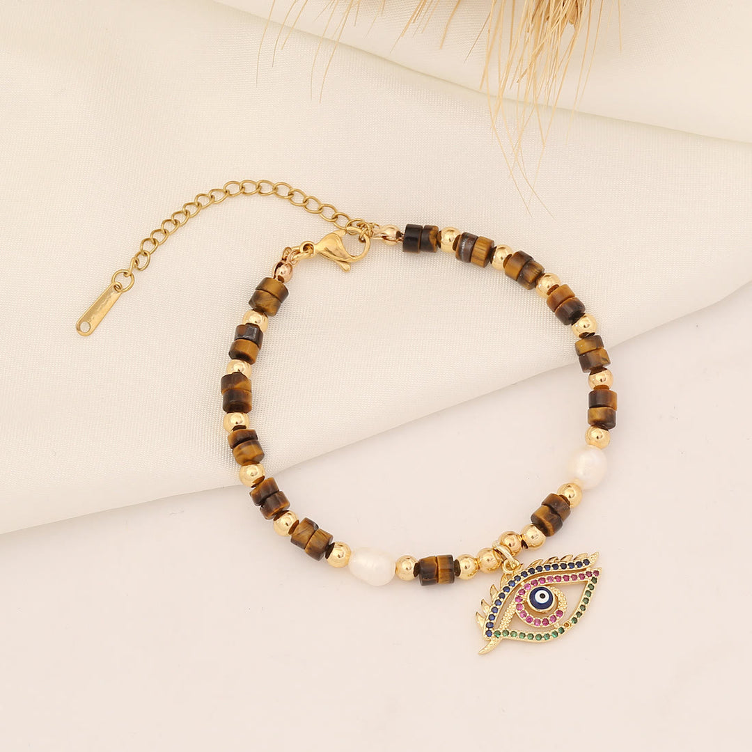 Bracelet en cuivre et perles d'eau douce en pierre naturelle Olivenorma