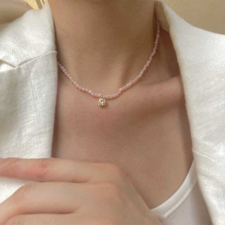 Collier avec pendentif en métal et cristal naturel Olivenorma