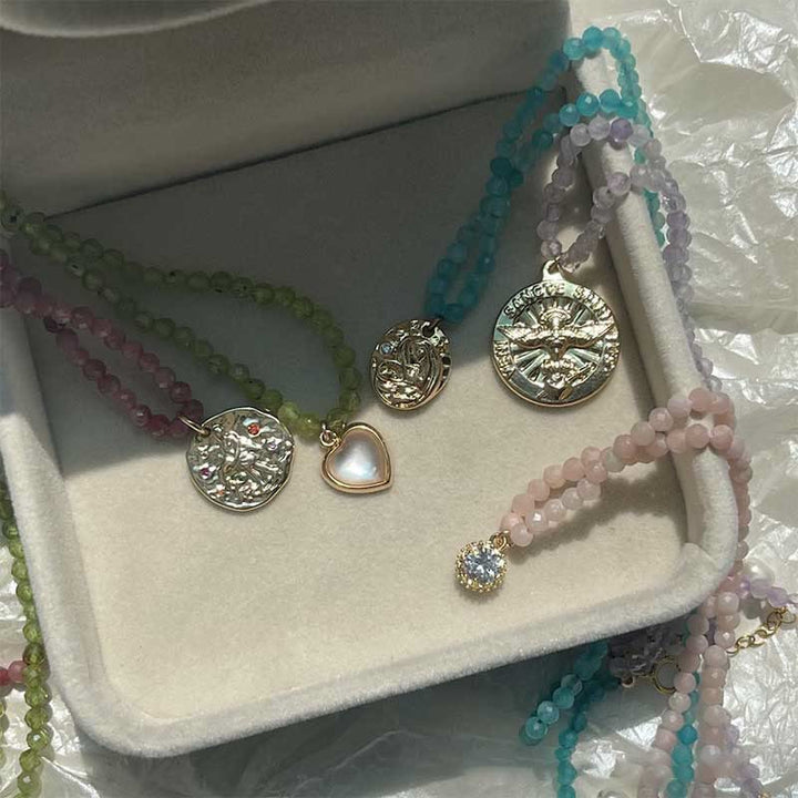 Collier avec pendentif en métal et cristal naturel Olivenorma